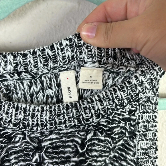 Moth Anthropologie Debussy Marled Sweater Top Black White size Medium - Picture 5 of 9